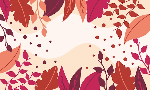 Fondo de hojas florales abstractas planas