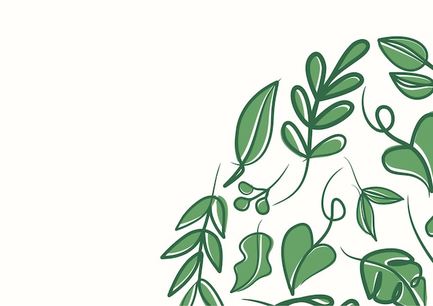 Fondo de hojas florales verdes botánicas con espacio de copia para texto. Fondo de hojas verdes botánicas