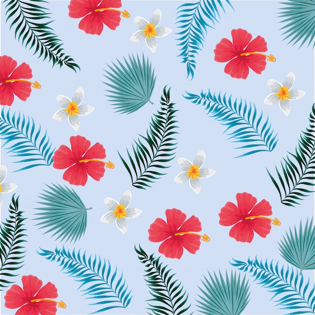 Fondo de hojas de flores tropicales con ramas