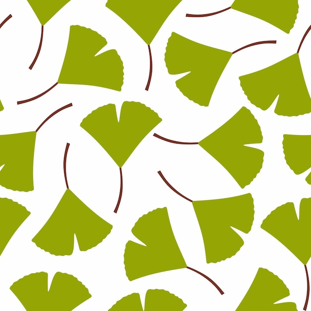 Fondo de hojas de ginkgo verde Patrón sin costuras con hojas de árbol de ginkgo sobre fondo blanco Vector de boceto