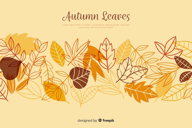 Fondo de hojas de otoño dibujadas a mano
