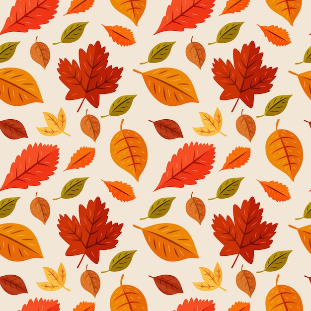 Fondo de hojas de otoño dibujadas a mano