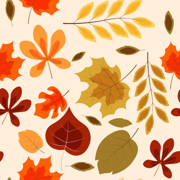Fondo de hojas de otoño dibujado a mano Vector