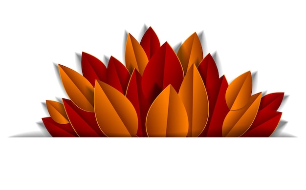 Fondo con hojas de otoño elemento de diseño de línea de estilo de corte de papel, espacio de copia para texto, ilustración floral vectorial. Evento de temporada de otoño de aniversario o tarjeta de felicitación.