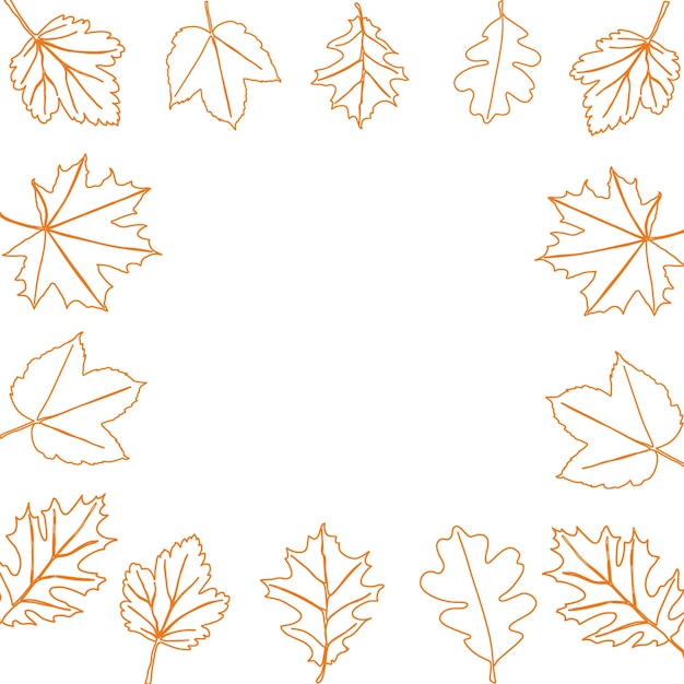 Vector fondo de hojas de otoño hojas de otoño en estilo de una línea