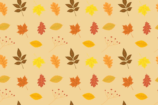 Fondo de hojas de otoño, patrón de hojas. Ilustración perfecta en diseño plano.
