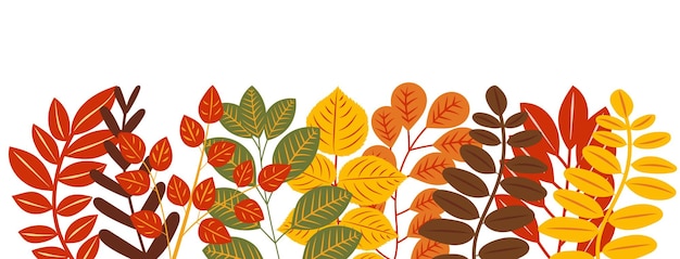 Fondo de hojas de otoño en vector aislado de diseño plano