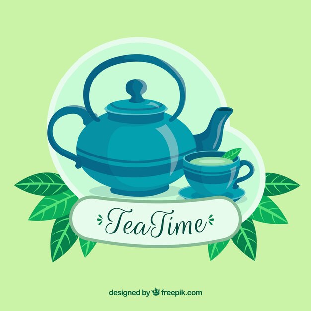 Vector fondo de hojas de té naturales con diseño plano