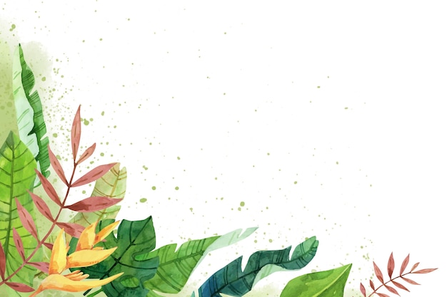 Vector fondo de hojas tropicales acuarela pintada a mano