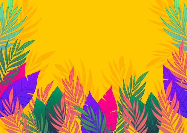 Vector fondo hojas tropicales dibujadas a mano