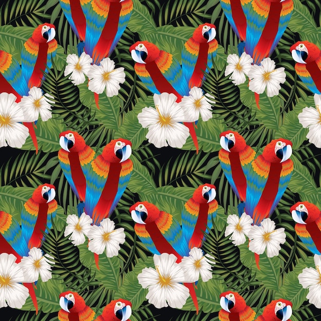 Fondo de hojas tropicales y elementos tropicales.
