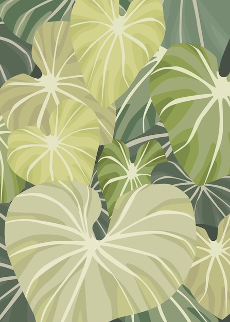 Vector fondo de hojas tropicales en estilo de diseño plano