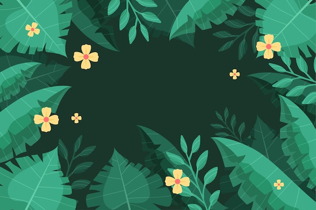 Vector fondo de hojas tropicales planas orgánicas