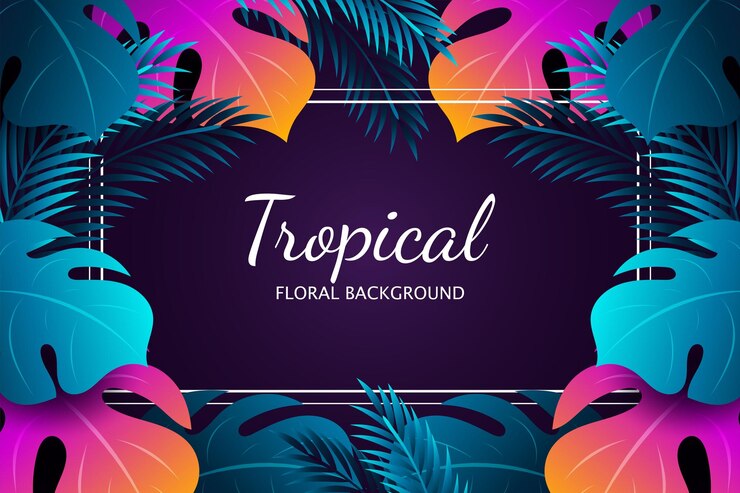Vector fondo de hojas tropicales de verano elegante y colorido