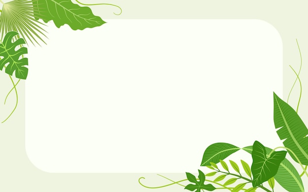 Vector fondo de hojas tropicales verdes marco de hojas tropicales exóticas con espacio en blanco
