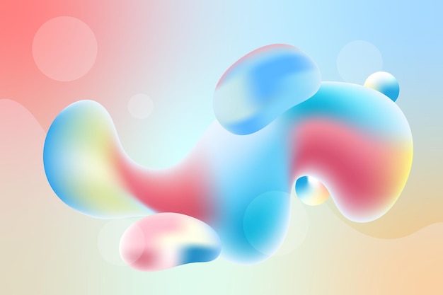 Fondo holográfico fluido con salpicaduras líquidas 3D gradiente de burbujas de color pastel arco iris