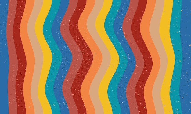 Fondo horizontal abstracto con ondas coloridas Ilustración de vector de moda en estilo retro años 60
