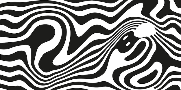 Fondo horizontal abstracto con ondas dinámicas en blanco y negro Ilustración vectorial de moda