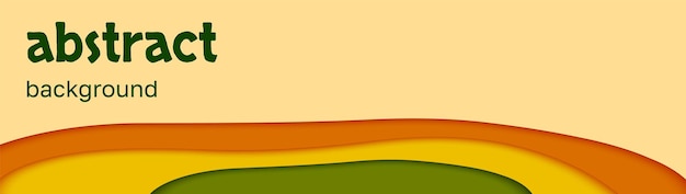 Vector fondo horizontal cortado en papel vector abstract banner con formas en colores amarillo naranja verde