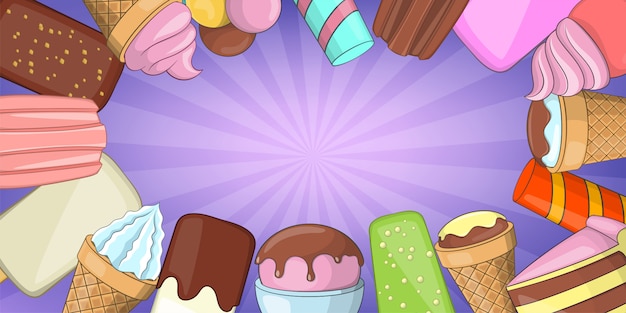 Vector fondo horizontal helado, estilo de dibujos animados