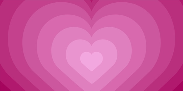 El fondo horizontal de un túnel en forma de corazón en colores rosados pastel de moda de estilo psicodélico Y2k