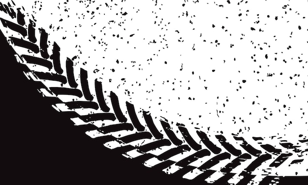 Fondo de huellas de neumáticos en blanco y negro en superficie texturizada