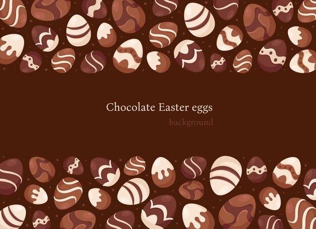Fondo de huevos de Pascua de chocolate. Dulces de pascua