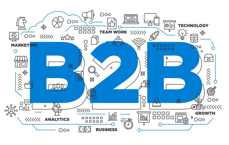 Vector fondo icónico de negocio a negocio b2b