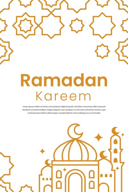 El fondo del icono de la mezquita islámica de Ramadan Kareem con patrón árabe y estilo de icono de contorno
