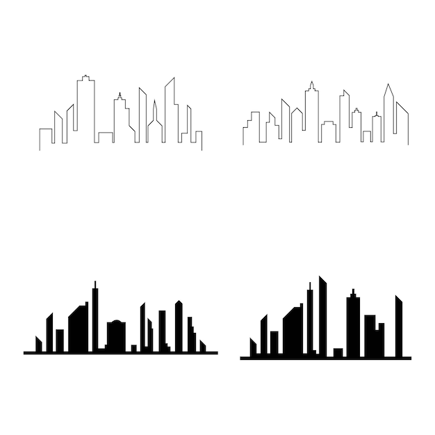 Fondo de icono de vector de horizonte de ciudad moderna