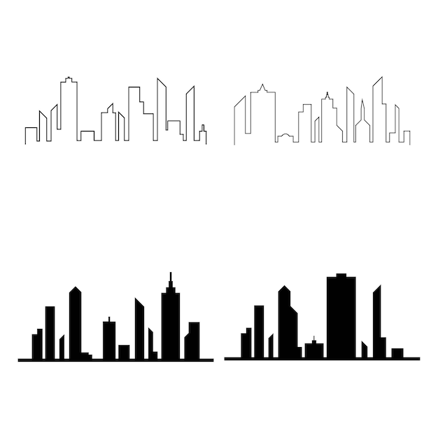 Fondo de icono de vector de horizonte de ciudad moderna