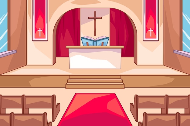Fondo de la iglesia dibujado a mano