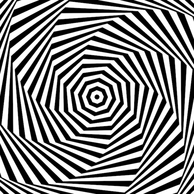 Fondo de ilusión óptica Superficie geométrica abstracta en blanco y negro Diseño de póster Op art