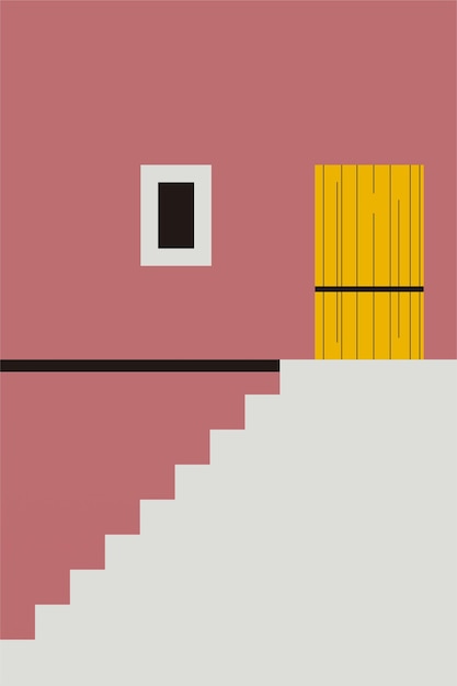 Vector fondo de ilustración de arquitectura de decoración de arte de pared de edificio minimalista simple póster de arte de pared de edificio de arquitectura