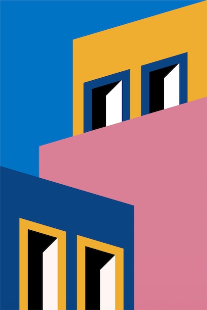 Vector fondo de ilustración de arquitectura de decoración de arte de pared de edificio minimalista simple póster de arte de pared de edificio de arquitectura