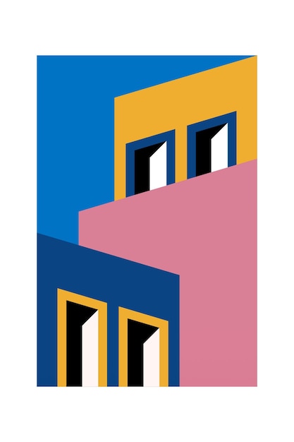 Fondo De Ilustración De Arquitectura De Decoración De Arte De Pared De Edificio Minimalista Simple Póster De Arte De Pared De Edificio De Arquitectura