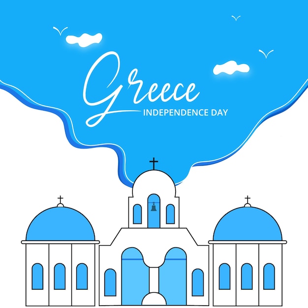 Fondo de ilustración de celebración del día de la independencia de Grecia con elementos y edificios de Grecia
