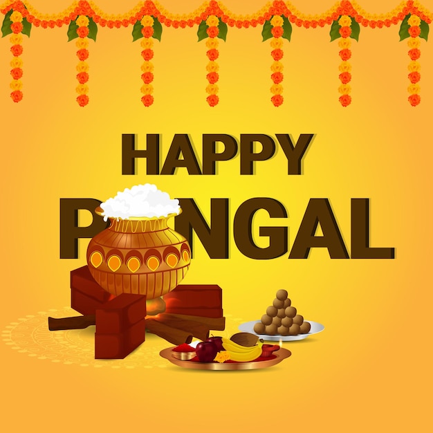 Fondo y ilustración creativa feliz pongal