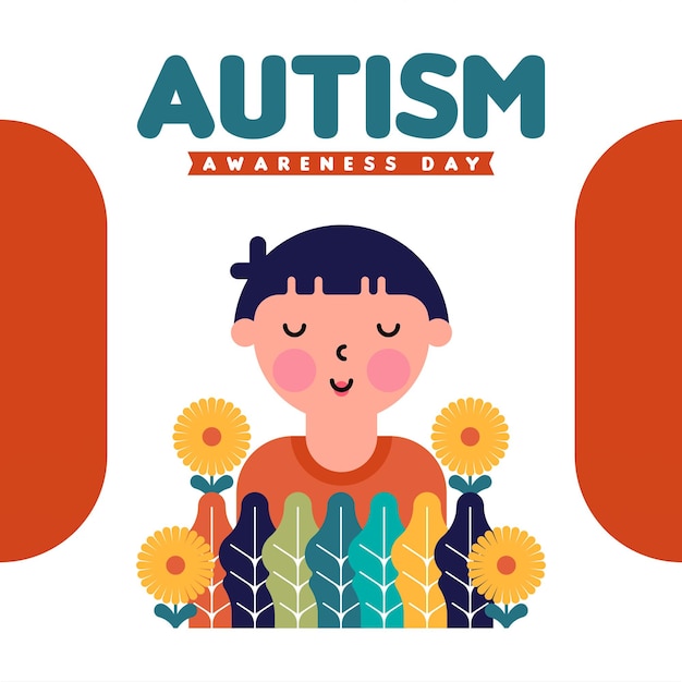 Vector fondo de la ilustración del día de concienciación sobre el autismo en el mundo plano