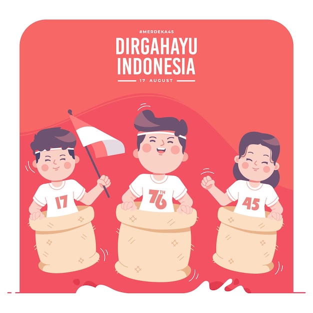 fondo de ilustración del día de la independencia de la cultura tradicional indonesia