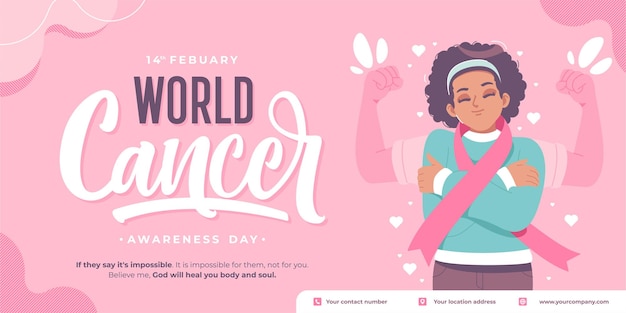 Fondo de ilustración de feliz día mundial contra el cáncer