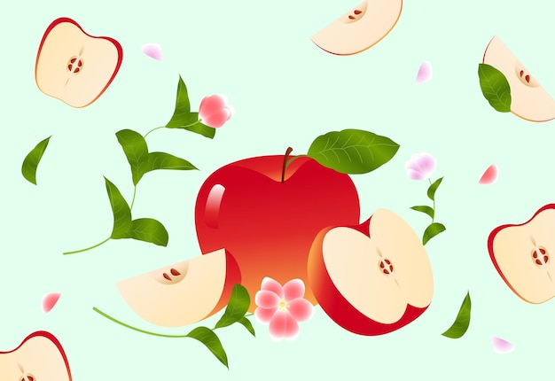 Fondo de ilustración de fruta de manzana