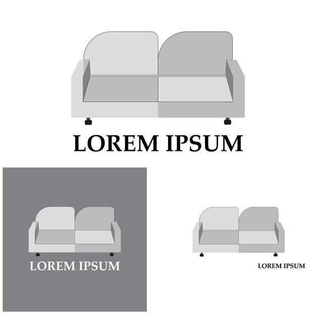 Fondo de la ilustración del icono del logotipo vectorial del sofá