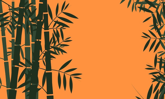 Fondo de ilustración de marco de árbol de bambú con área de espacio de copia en el medio