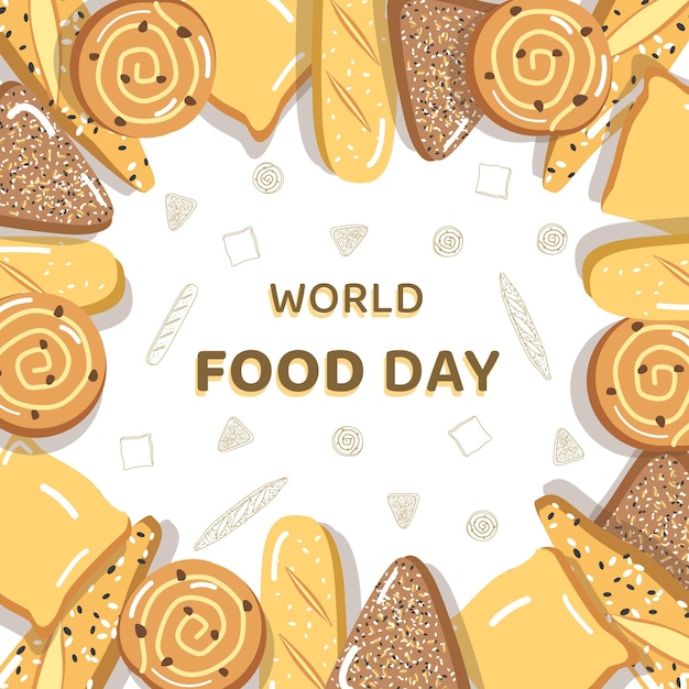 Vector fondo de ilustración de pan del día mundial de la alimentación