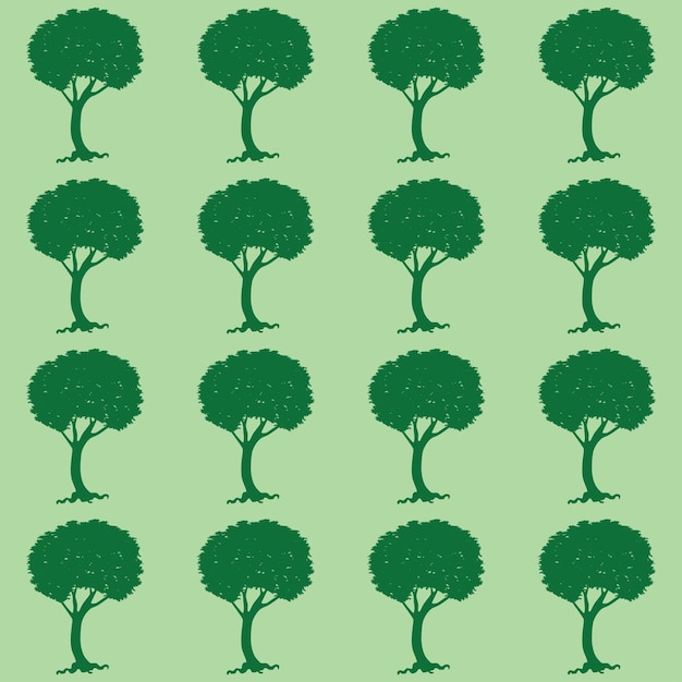 Fondo de ilustración de patrón de icono de árbol verde