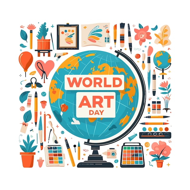 Fondo de ilustración plana para el día mundial del arte