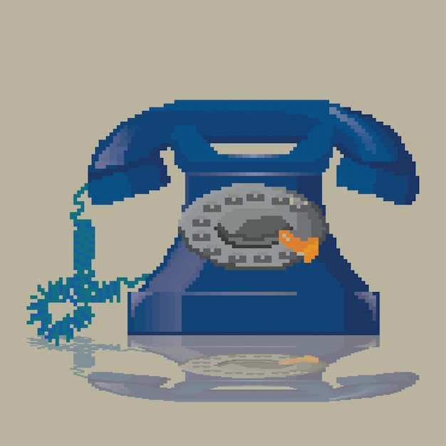 Fondo de ilustración de teléfono con cable antiguo de píxeles
