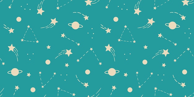 Fondo de ilustración de universo de patrón de repetición de cielo nocturno