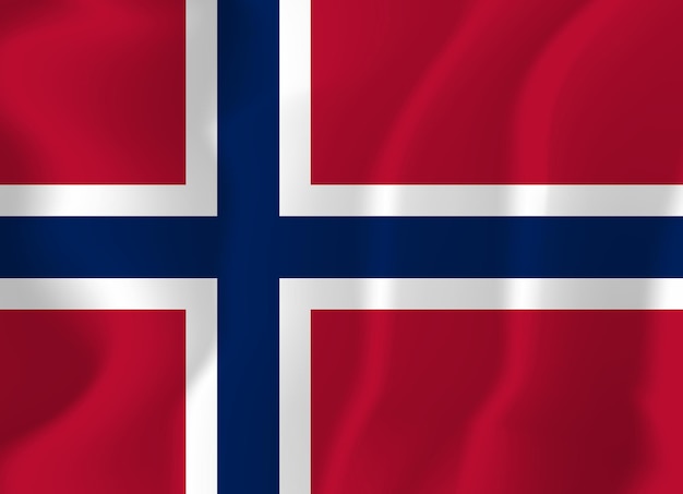 Fondo de ilustración de Vector de bandera de Noruega ondeada